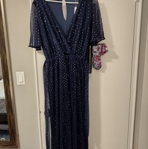 NWT Long blue with sequin dress